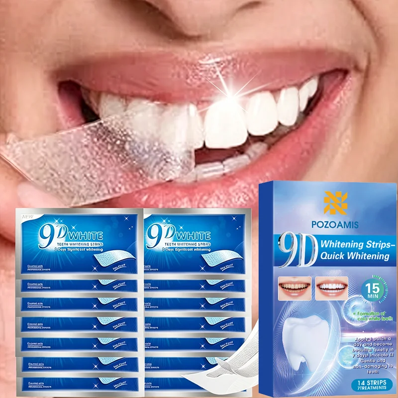 14pcs/7pairs 9D Whitening Strips Brighten Tooth Remove Plaque Stain Cleaning Oral Hygiene Reduce Sensitivity Bleaching Dental