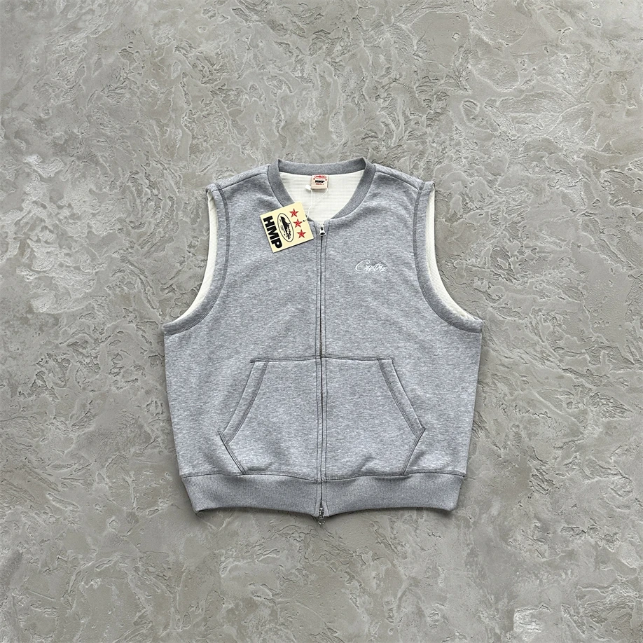 

Открытый кардиган на молнии с буквенным принтом, модный жилет High Street Sle, весна 2025 года, круглый, стандартная длина