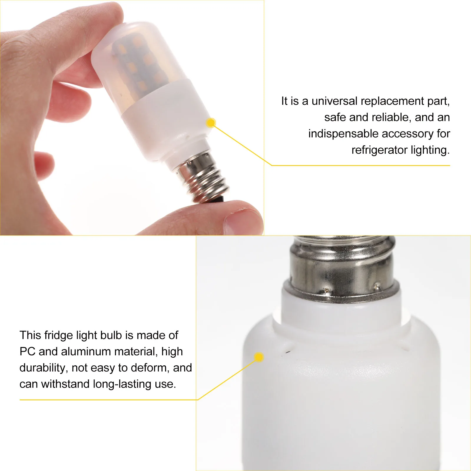 

2pcs Refrigerator Bulbs 110V 2.5W E12 Base Fridge Light Bulbs Replacement Led Energy Saving Long Lifespan Bright Low Power