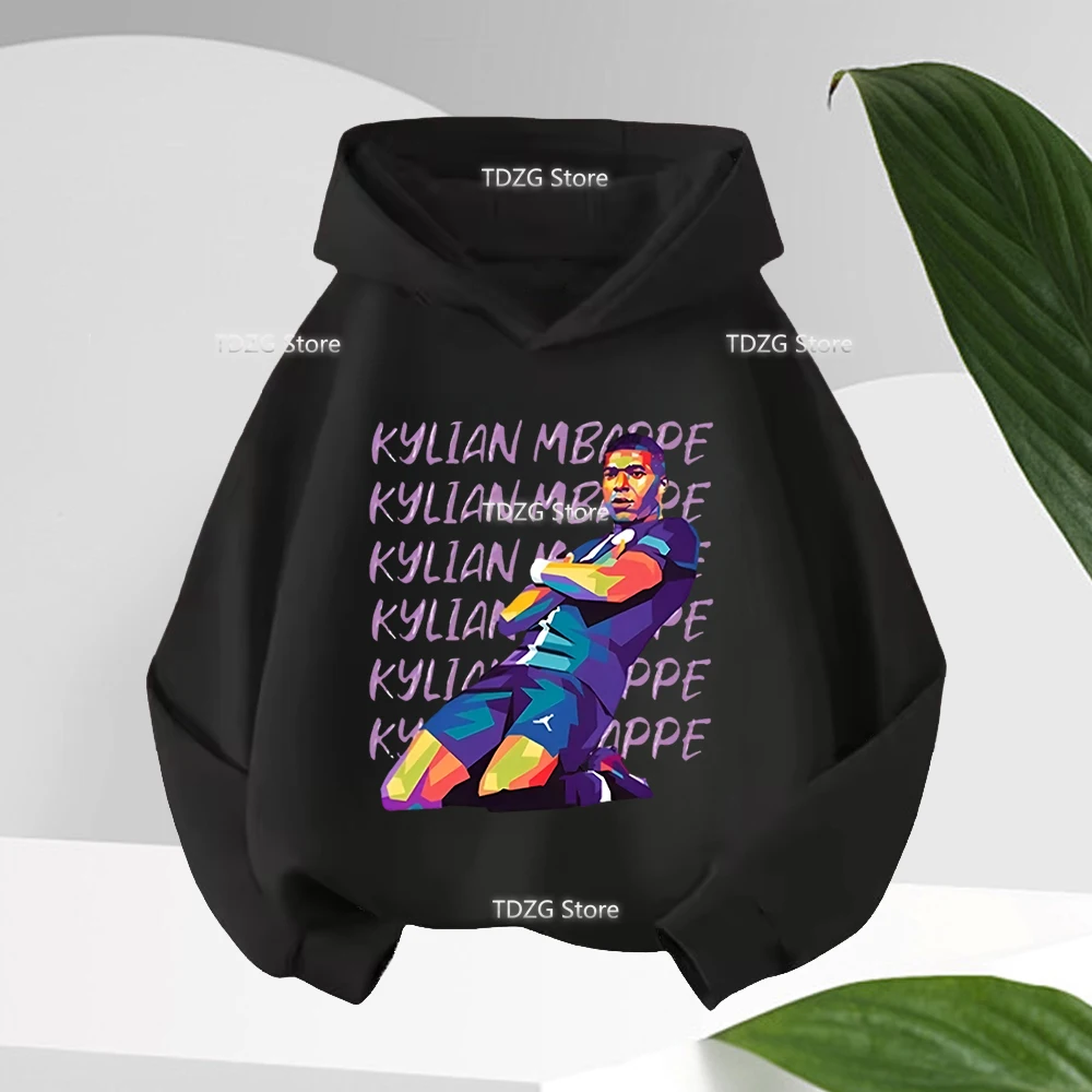 Mbappé Fan Clothes Felpa con cappuccio per bambini Felpa a maniche lunghe stampata con cartoni animati Top casual per ragazzi e ragazze Pullover autunnali per bambini