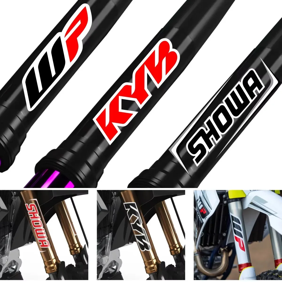 1 Pair Motorcycle Front Fork Stickers Motocross Waterproof Decal for Showa KYB WP Shocks Cool Vinyl Durable Suspension Decals