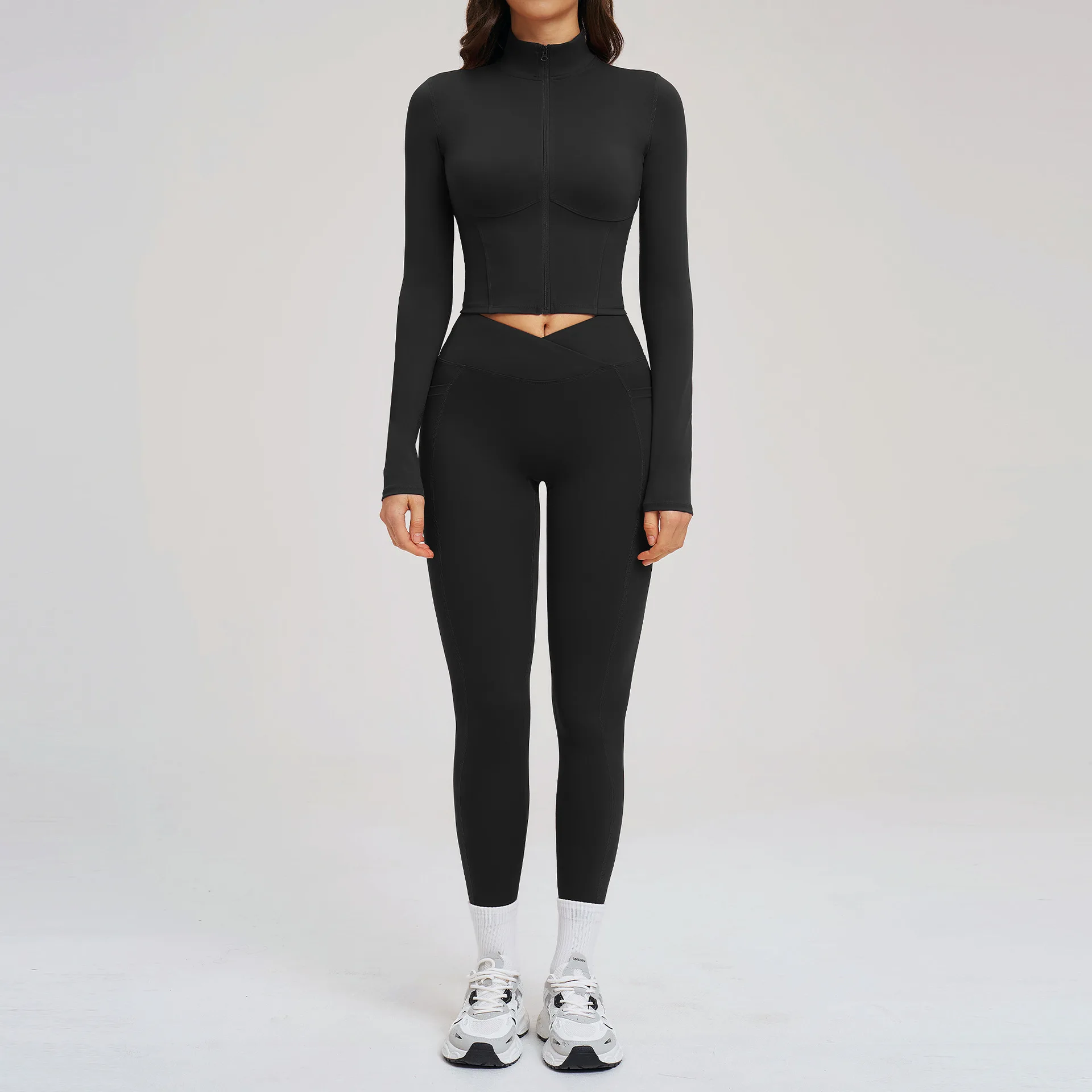 Maxdutti Naked Yoga Set Zipper Tight Sports Fitness Clothing Outdoor Running Sports Set Female New Two Piece Set Women's