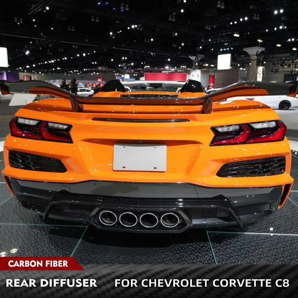For Chevrolet Corvette C8 Z06 Coupe 2023 Real Carbon Fiber Car Rear Bumper Car Body Kits Diffuser Spoiler Decoration Trim 2 pcs