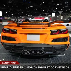 For Chevrolet Corvette C8 Z06 Coupe 2023 Real Carbon Fiber Car Rear Bumper Car Body Kits Diffuser Spoiler Decoration Trim 2 pcs