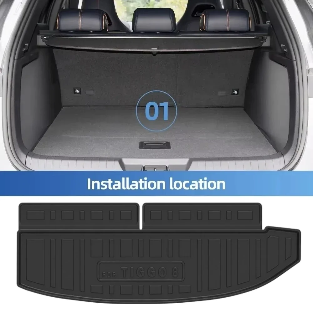 Für Chery Tiggo 8 CSH PHEV 2026 2025 Fußmatten Kofferraummatte Laderaumauskleidung Allwetter-Kofferraummatten Bodenauskleidung Rückenlehnenpolster RHD – Detail 4