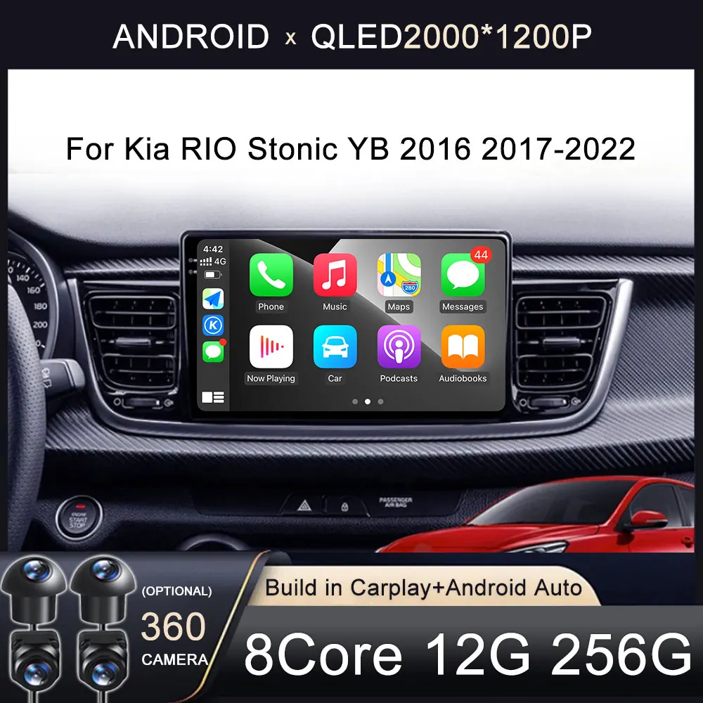For Kia RIO Stonic YB 2016 2017 2018 2019 2020 2021 2022 Android 16 Carplay Auto Car Radio GPS Multimedia Video Player Stereo BT