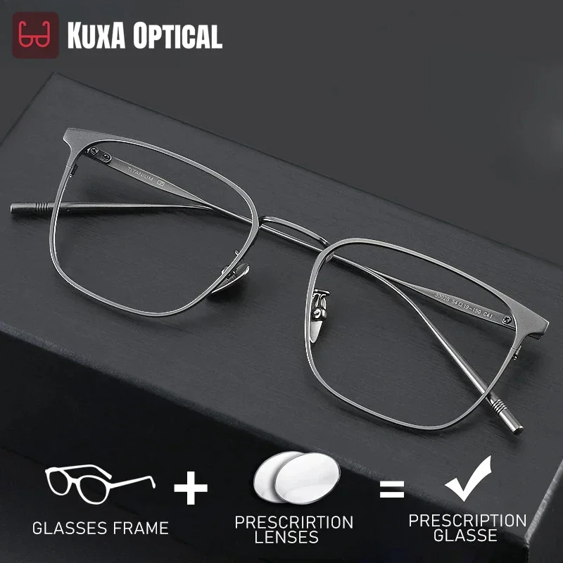 

KUXA Men Titanium Eyewear Prescription Lenses Computer Office Vision Distance Myopia Reading Anti-Reflection Optical Glasses