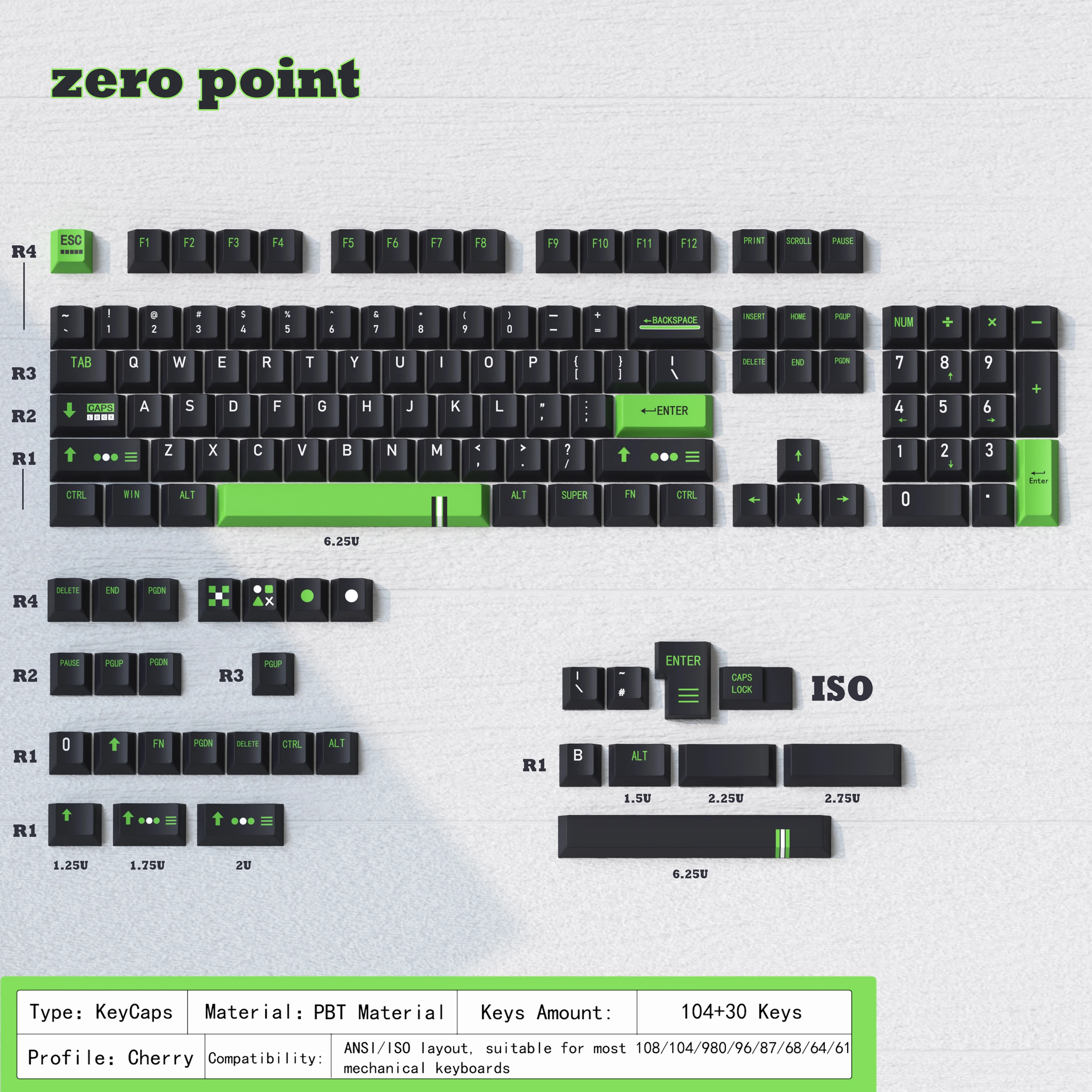 zero point cherry keycaps Personalized keycaps PBT Material For MX Switches Mechanical Keyboard Key Caps 134 keys