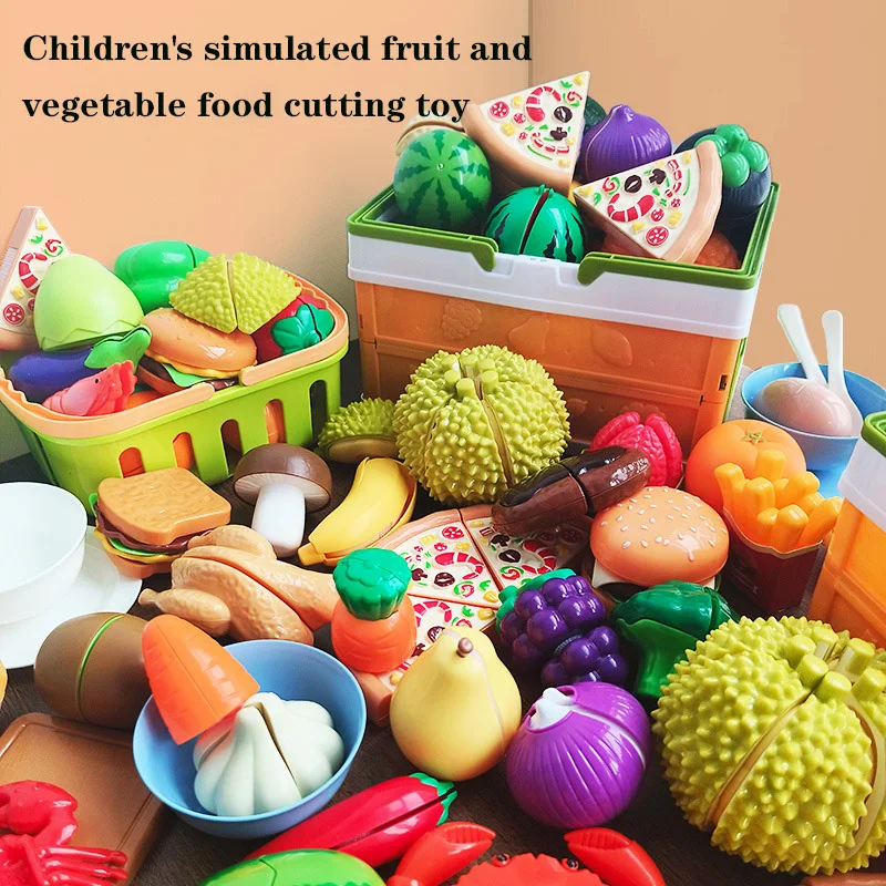 

Детский кухонный набор для ролевых игр: имитация посуды с фруктами и овощами для нарезки, аксессуары для еды, игрушка-подарок для девочек и мальчиков