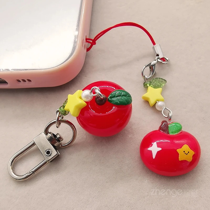 

Small Apple Pendant Accessories Phone Case Anti Loss Keychain Pendant Small Gift Christmas Eve New Style