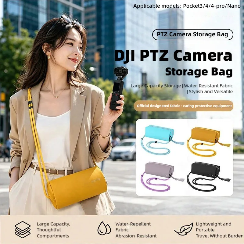Fashion Crossbody PU Carry Bag for DJI Osmo Pocket 4 Pro/4/3/Nano Water Resistant Lightweight With Shoulder Strap for Vlog City