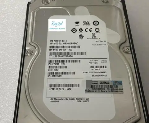 

For 507632-B21 Server 2TB 7.2K SATA 3.5 inch 508040-001