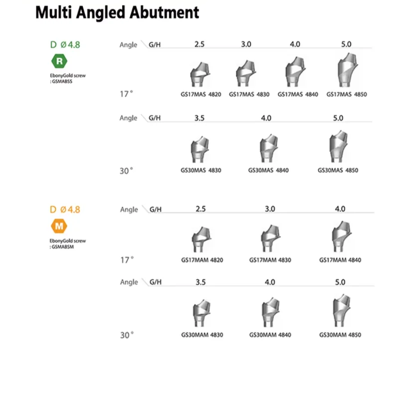 Dental Parts For Osstem TS System Multi Unit Angulated Abutment Multi-unit Angled Abutment 17°30° Dental Angled MUA Multi Unit