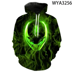 2023 New Men Women Children Hoodies Alien UFO 3D Sweatshirts Fashion Long Sleeve Cool 3D Printed Boy Girl Kids Hooded Pullover