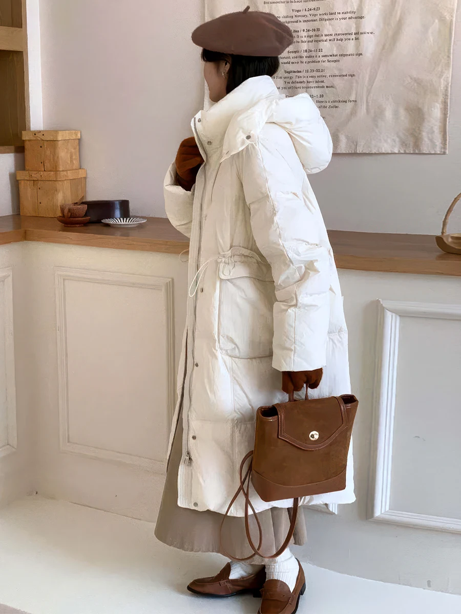 Cappotto Invernale Imbottito da Donna, Bianco Caldo, Versatile e alla Moda, Lunghezza Media, per il Pendolarismo