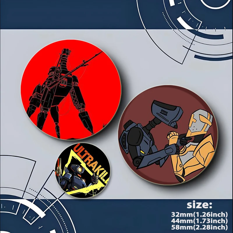 32/44/58mm Game Anime ULTRAKILL Brooches HD Print Creative Badge for Backpack Clothes Gift Accessory Round Display Handmade Pins