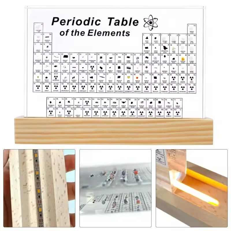 Acrylic Real Elements Periodic Table Clear Mendeleev Periodic Table Stand Display Science Decoration Table Accessories Ornament