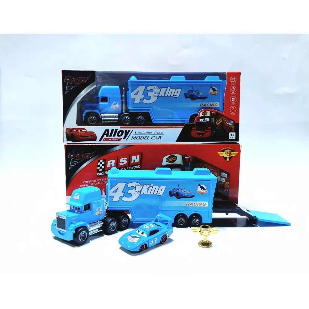 Neues Schiebe-Modellauto-Set aus Druckgusslegierung, Cartoon McQueen Mater Sheriff King Mini-Rennwagen Spielzeug, Überraschungs-Geburtstagsgeschenk für Kinder