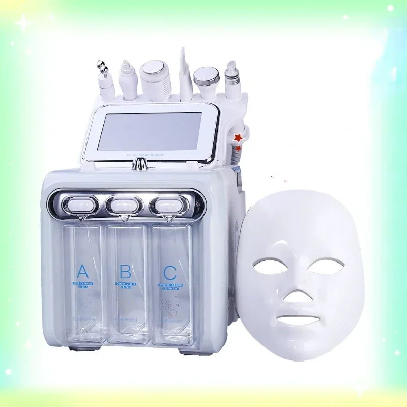 Multifunction skin care device 7 in 1 anti aging small bubble H2O2 hydrogen oxygen jet beauty machine with Led Mask