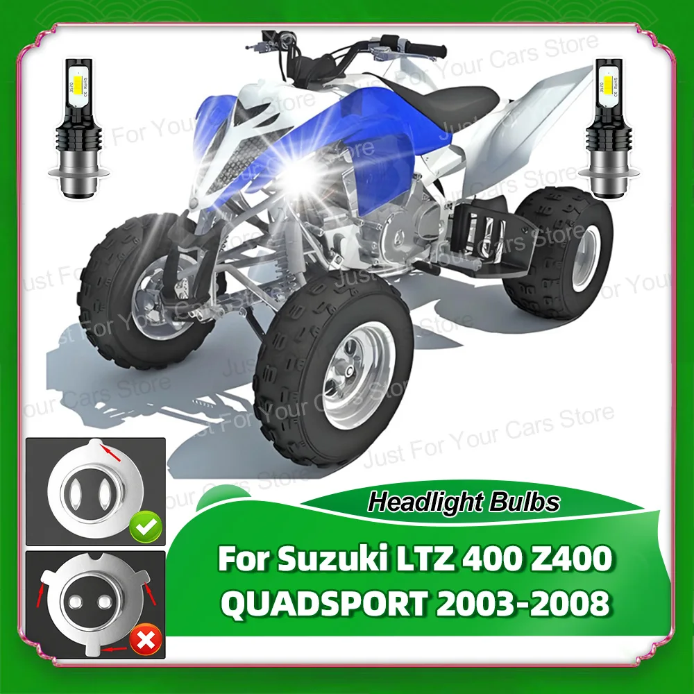 

2x 6000K LED HeadLight Bulb White H6 90W For Suzuki LTZ 400 Z400 QUADSPORT 2003–2008 2004 2005 2006 2007