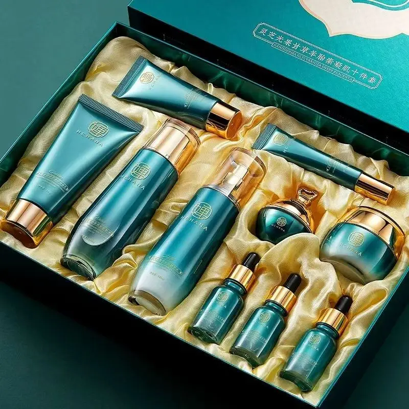 Ganoderma Lucidum 스킨 케어 세트, 페이스 토너 아이 에센스 크림, 양 태반 보습 세럼, 페이셜 클렌저 키트, 신제품