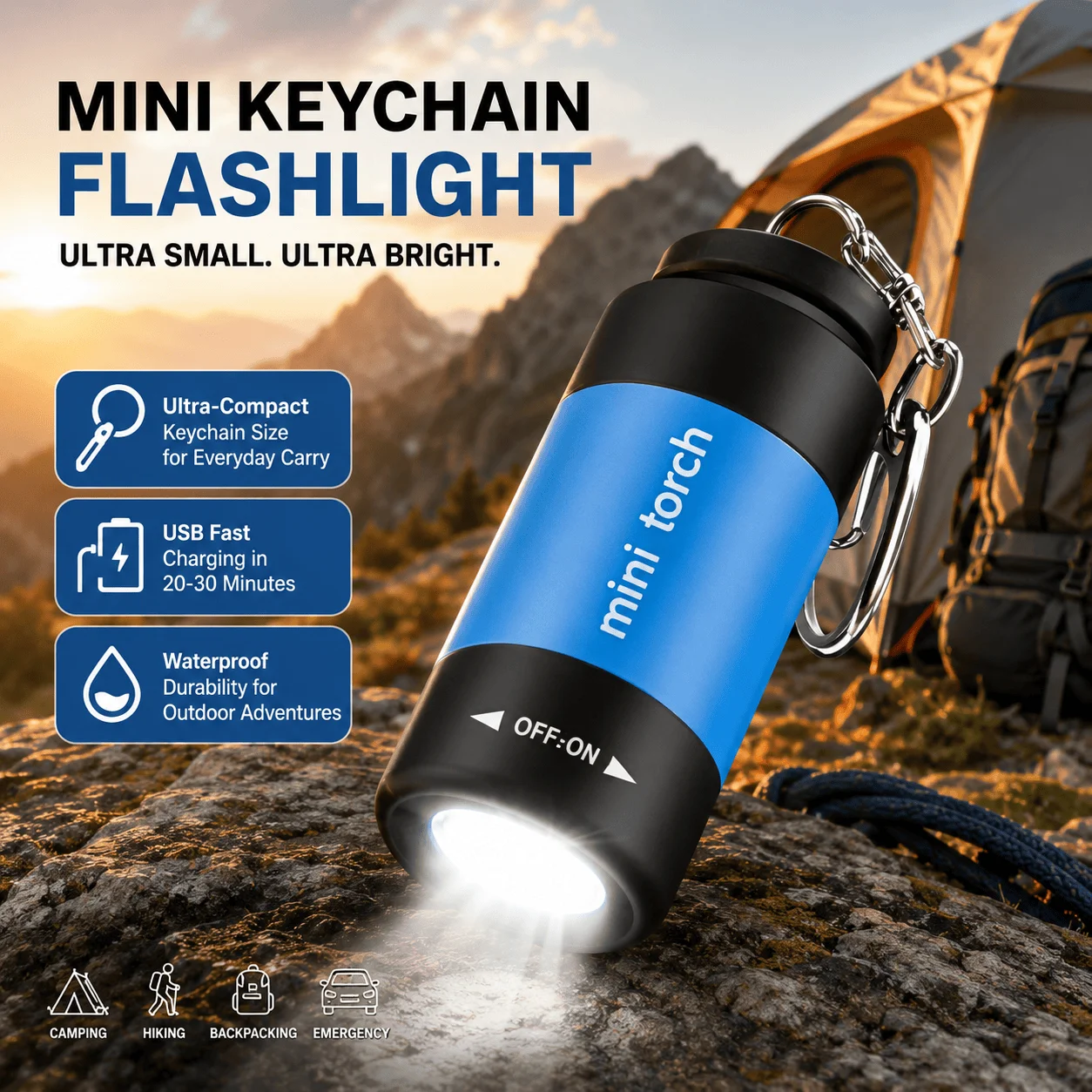 Mini Flashlight Keychain USB R - Edc Car Carry 评论和价格