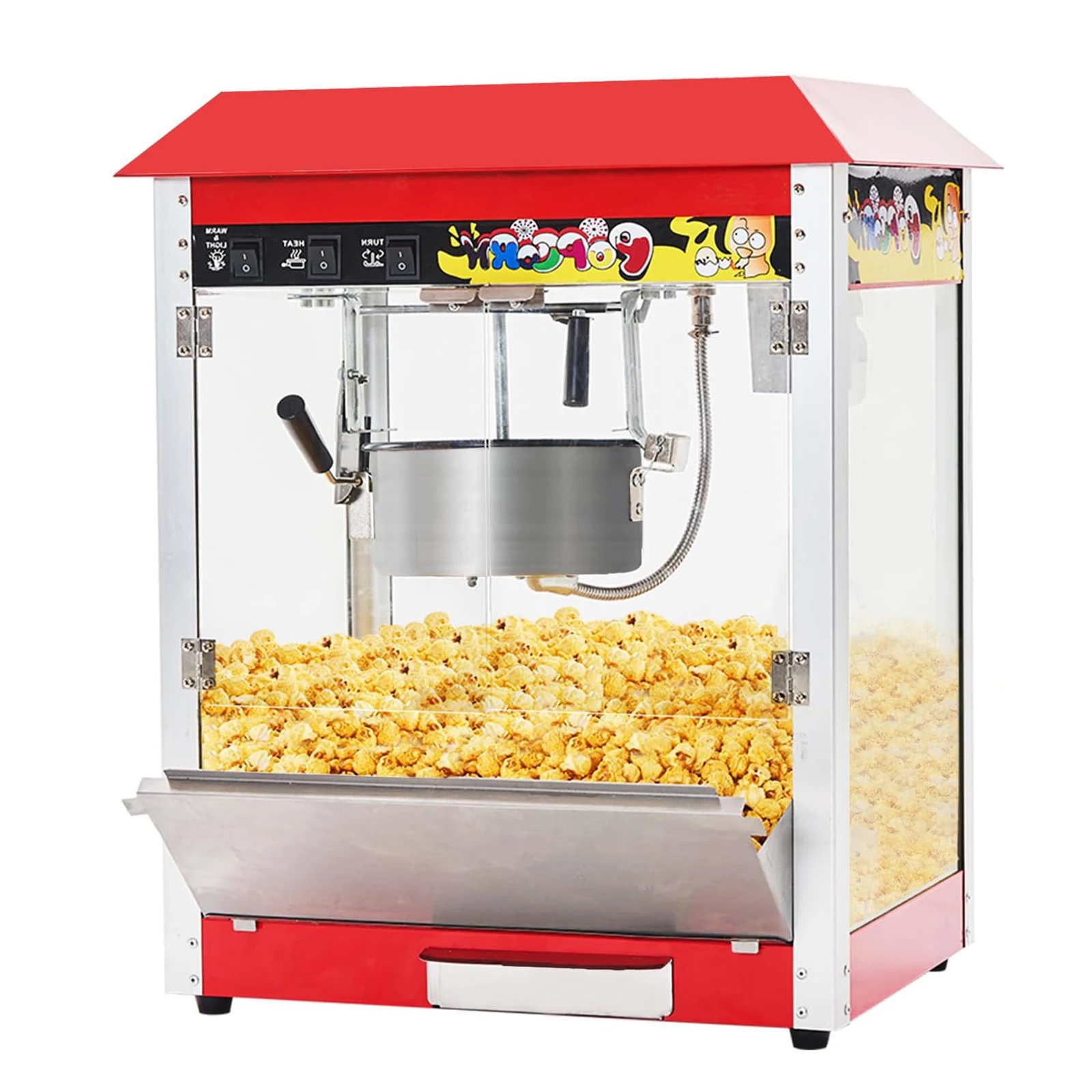 1400W Commercial Electric Countertop Popcorn Maker 10 oz Kettle 50 Cups/Batch with 3-Switch Control Movie Theater Popcorn Maker
