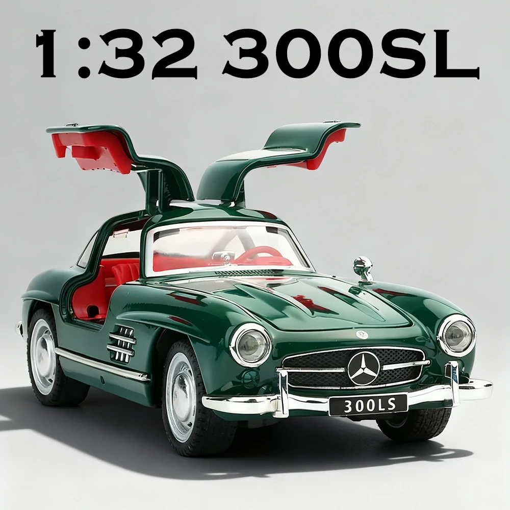 Voitures en alliage moulé sous pression 1:32 300SL GT63, modèles de jouets, 4 portes ouvertes, son et lumière, véhicules classiques en métal, jouets pour enfants, cadeaux