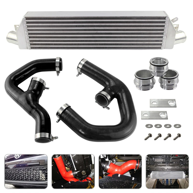 Kit de atualização de intercooler frontal duplo, adequado para Audi A3 Base Hatchback 2.0T VW GTI Base Hatchback Jetta TDI Sedan 2007-2010