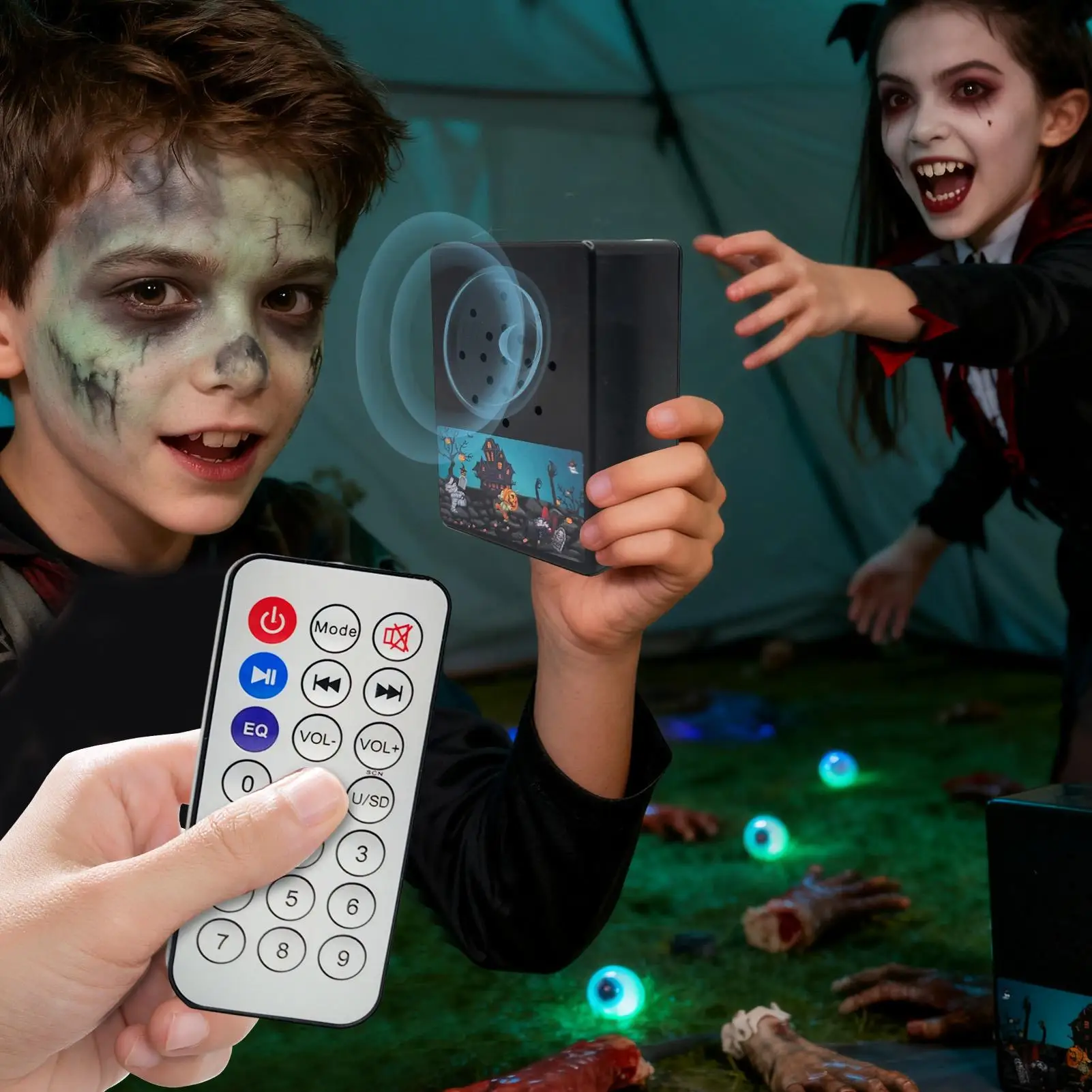 30 Halloween Sound Effects Machine Scary Funny Prank Toy Outdoor Indoor Sound Box for Window Patio Farm Office Car