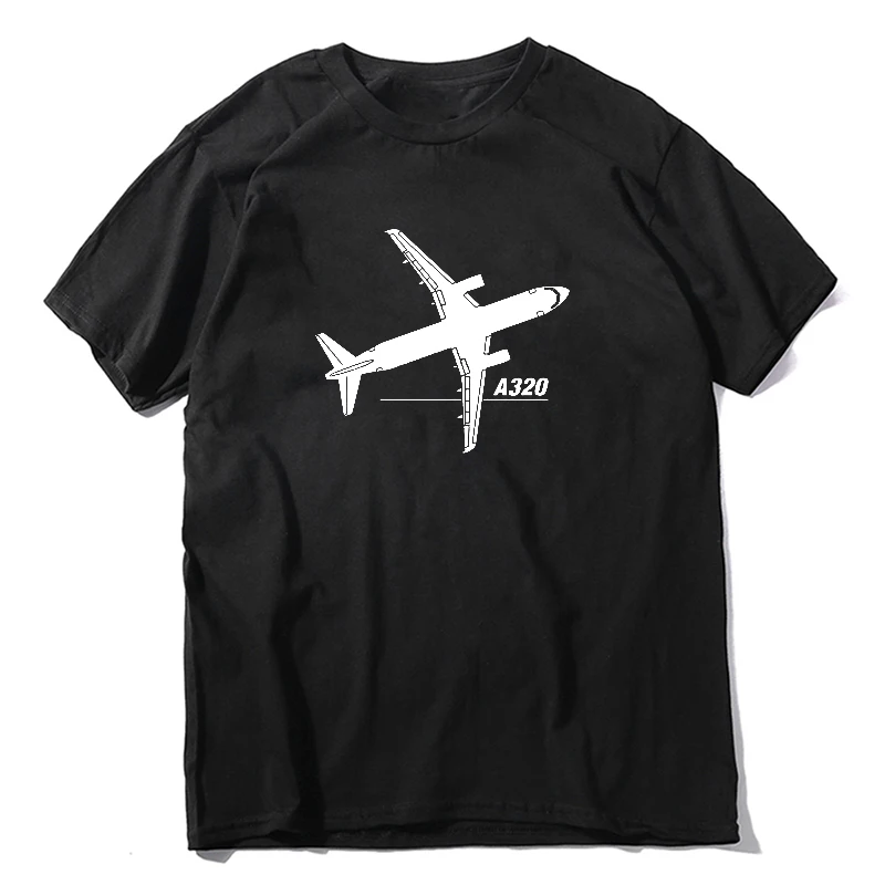 A320 Aircraft Plan  Normal Short Sleeve Cotton teenager tee tops Men  Summer Cotton Cartoon Classic Airbus 