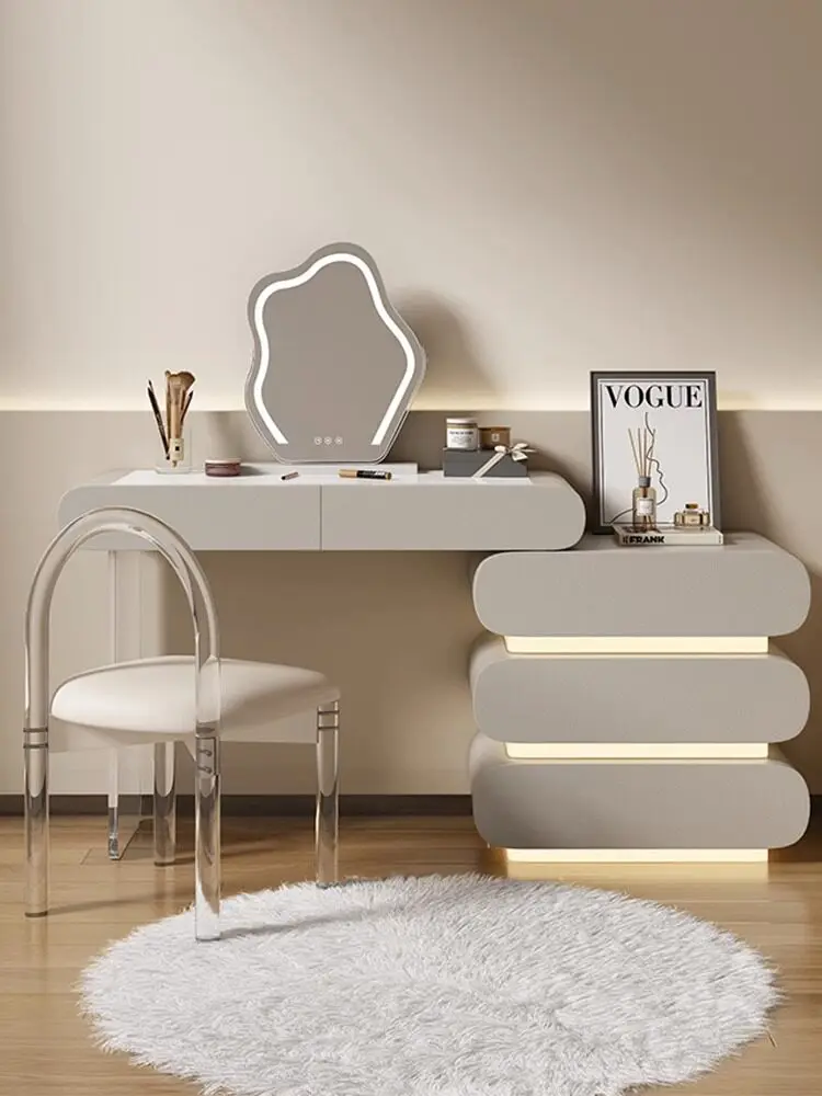YJQ Italian minimalist solid wood dresser small apartment bedroom corner makeup table desk integrated