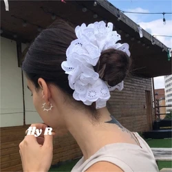 Oversized Lace Scrunchies French Romantic Elastic Hair Bands Elastic Ponytail Holder Hair Rope Ties Women Hair Accessories Ins