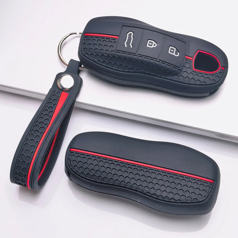 Key Holder Cover for Porsche Cayenne Macan Panamera Boxster 911 Cayman Taycan 718 with Keychain Anti-Scratch Shockproof New