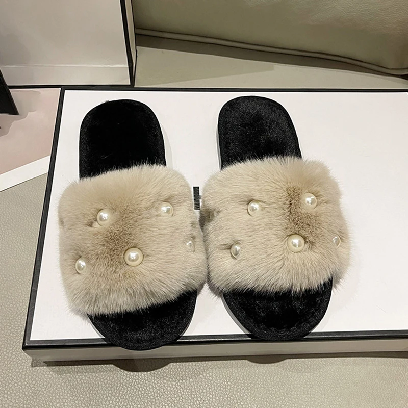 بيرلي رقيق النعال المنزل الشتاء أحذية مصممين غير رسمية النساء 2025 جديد فاخر داخلي أفخم الشرائح الفتيات موضة الأحذية الأنيقة #6