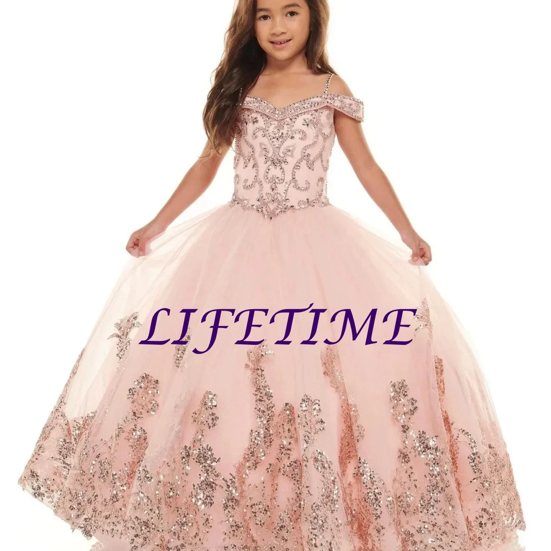 

Мини-платья Quinceanera по индивидуальному заказу, бальное платье, тюлевые аппликации, расшитые бисером платья с цветочным узором для девочек на свадьбу, пышные платья для детей
