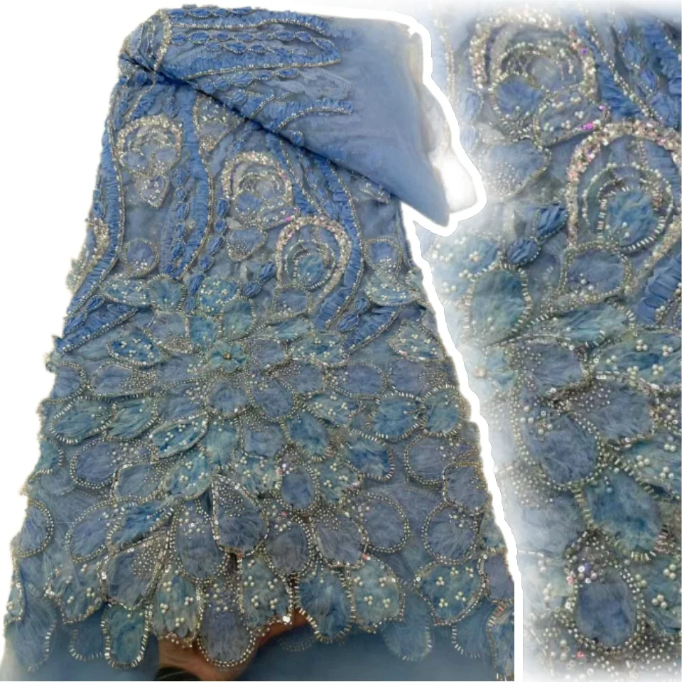 

Нигерийская шифоновая кружевная ткань ручной работы с бисером 2026: высококачественная африканская тюлевая кружевная ткань с пайетками для свадебных и праздничных платьев 2326