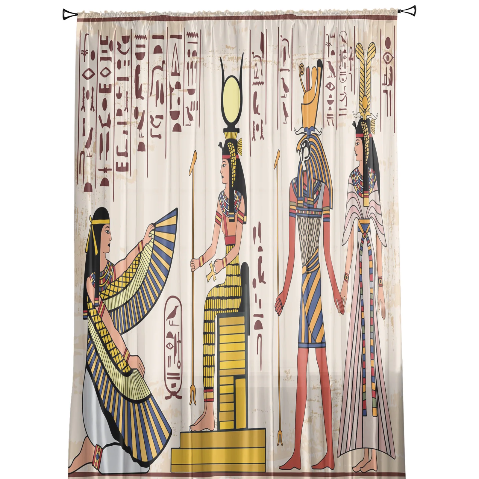 Egyptian Mural Culture Ancient Art Sheer Curtains for Living Room Decoration Window Curtains Kitchen Tulle Voile Curtains