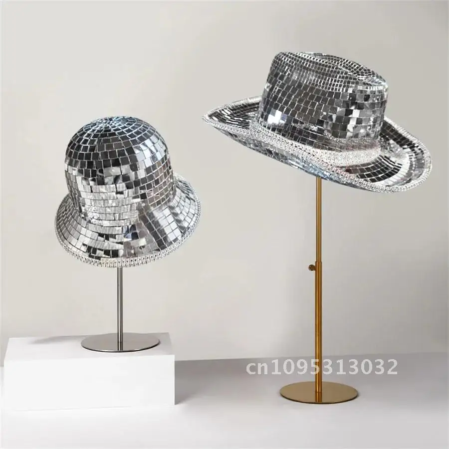 

Disco Cowboy Hat Glitter Mirror Stunning Disco Ball Hats Bucket Stage Dance Party Hat Bar Hat Cowboy Glitter Disco Cap Decor