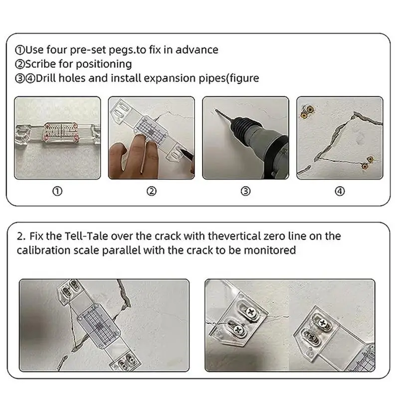 Linestorm-Monitor de grietas de plástico, Monitor de grietas de esquina, cuenta cuento, rejilla de medición para paredes, ancho de grietas, pieza de instrumento de monitoreo