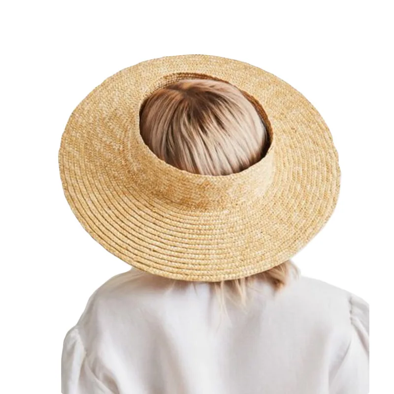 Fashion Empty Top Straw Hat Women Summer Wheat Straw Wide Brim Sun Hat Outdoor Beach Hat Elegant Casual Panama Caps Dropshipping