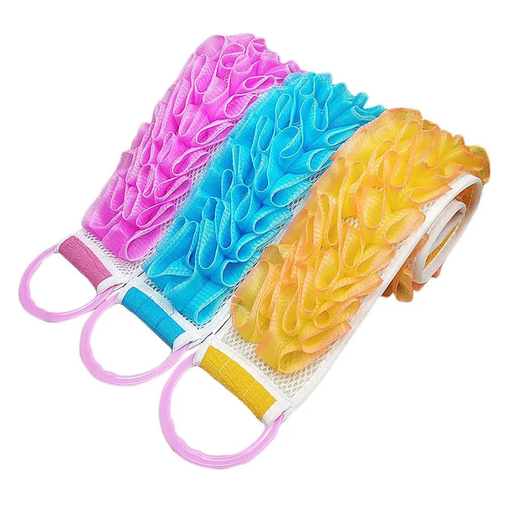 

3pcs Scrubber Double Sided Back Strip Thickened Polyester Silk Mesh Exfoliating Shower Loofah For Deep Cleaning Skin Dual