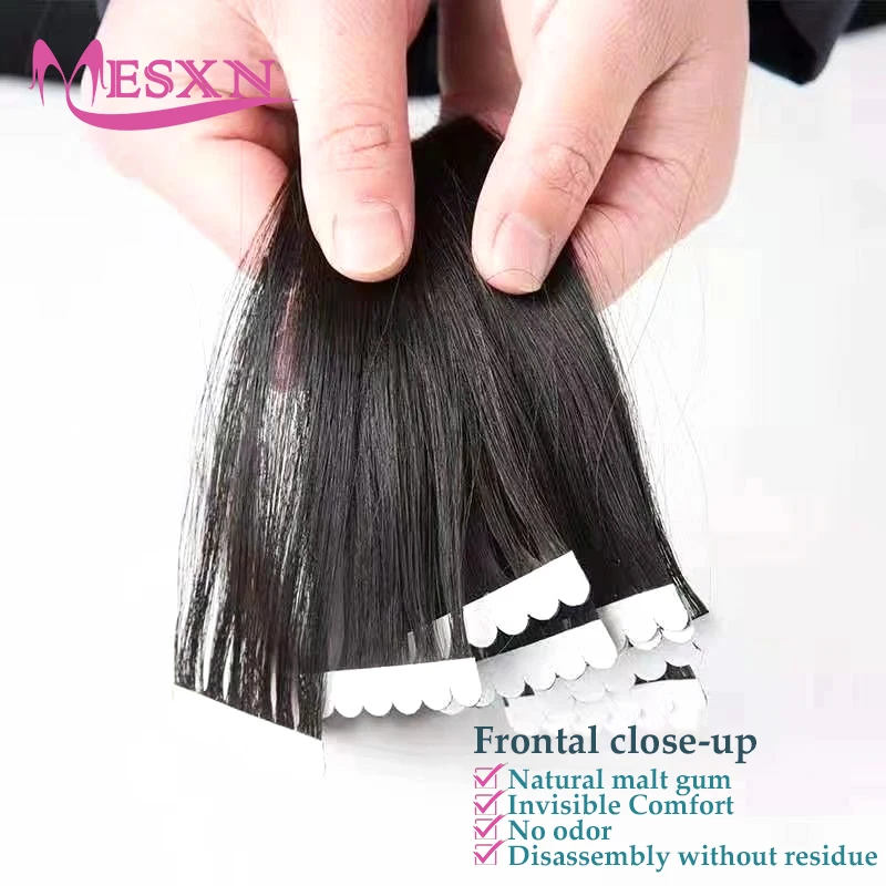 MESXN Mini Tape in Hair Extensions Human Hair Real Natural Hair Tapes in Black Brown Blonde Can be permed and dyed for salon