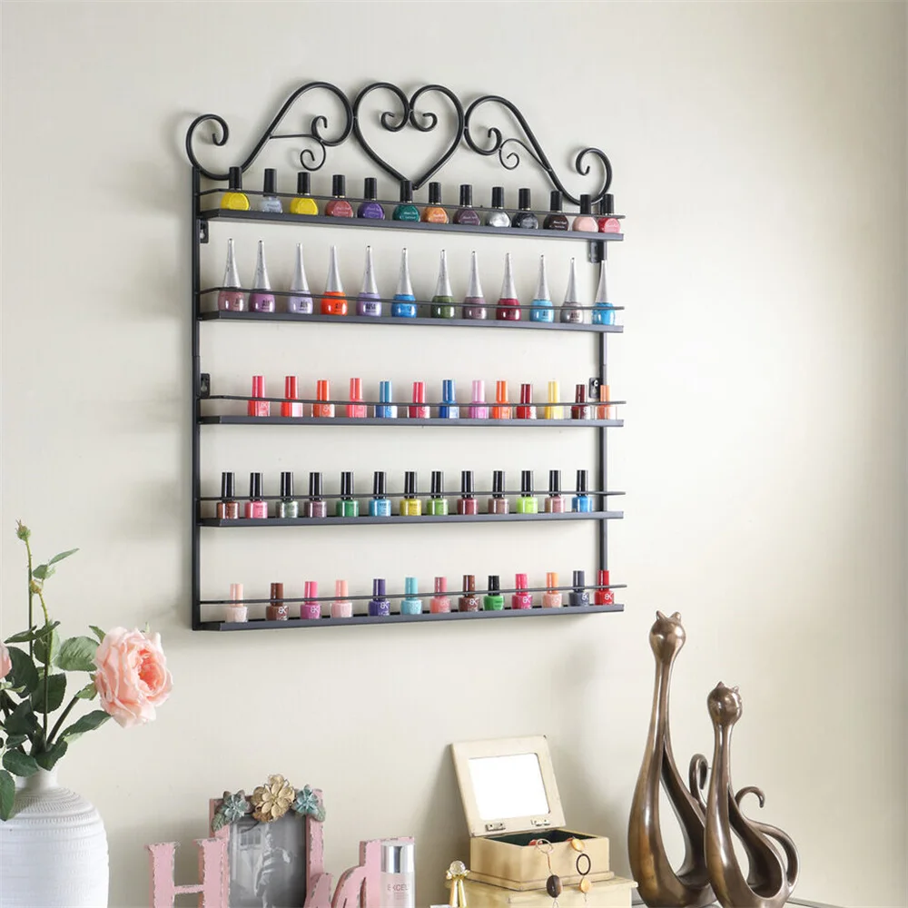 5 Tier Metal Nail Polish Rack Wall Mounted Essential Oil Storage Display Stand Organizer Holder Shelf High Quality