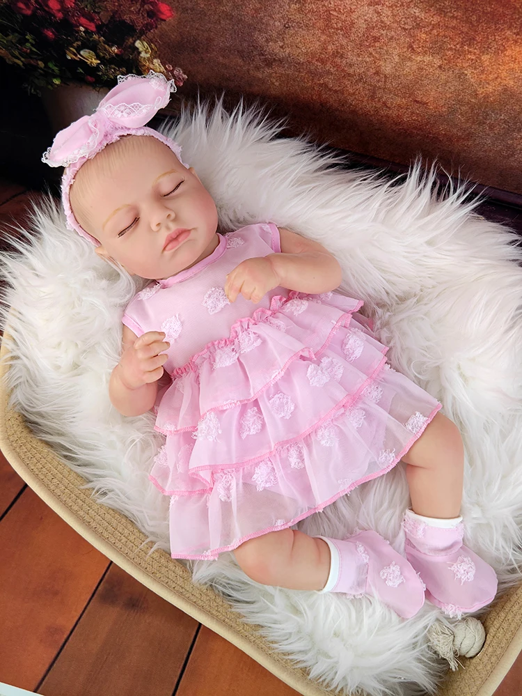 

Realistic 50cm Half Glue Asleep Reborn Baby Doll With 3D-painting Skin Alive 20inch Newborn LOULOU Simulation Toy Birthday Gift