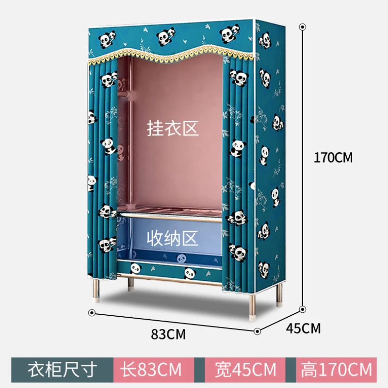 Simple Steel Pipe Cloth Wardrobe Reinforcement Bedroom Assembly Cabinet Hanging Floor Clothes Storage Rack Household Furniture