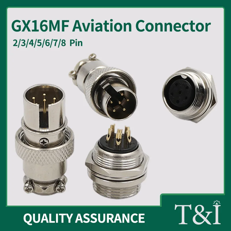 1Set GX16MF Aviation Connector 2/3/4/5/6/7/8 Pins Male Plug Female Socket With Reverse Fixed Cable 16MM Plate Front Installation