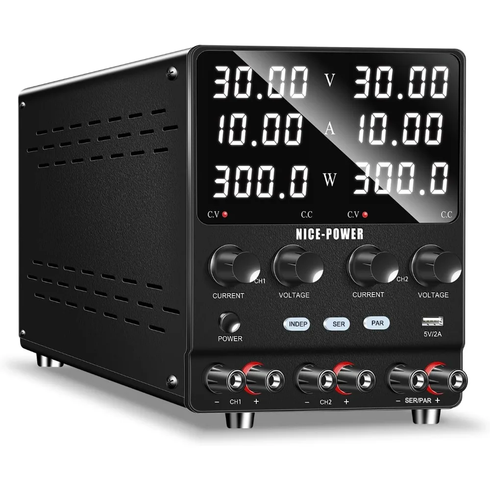 

Dual DC Power Supply Variable: 30V 10A Adjustable Switching Regulated Series (60V 10A) Parallel (30V 20A) High Precision