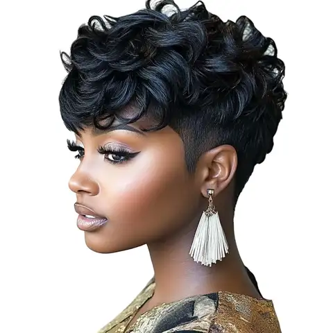 13X4 Short Curly Lace Front Wigs Pixie Cut Wig Human Hair HD Lace Front Wigs Human Hair Pre Plucked for Women