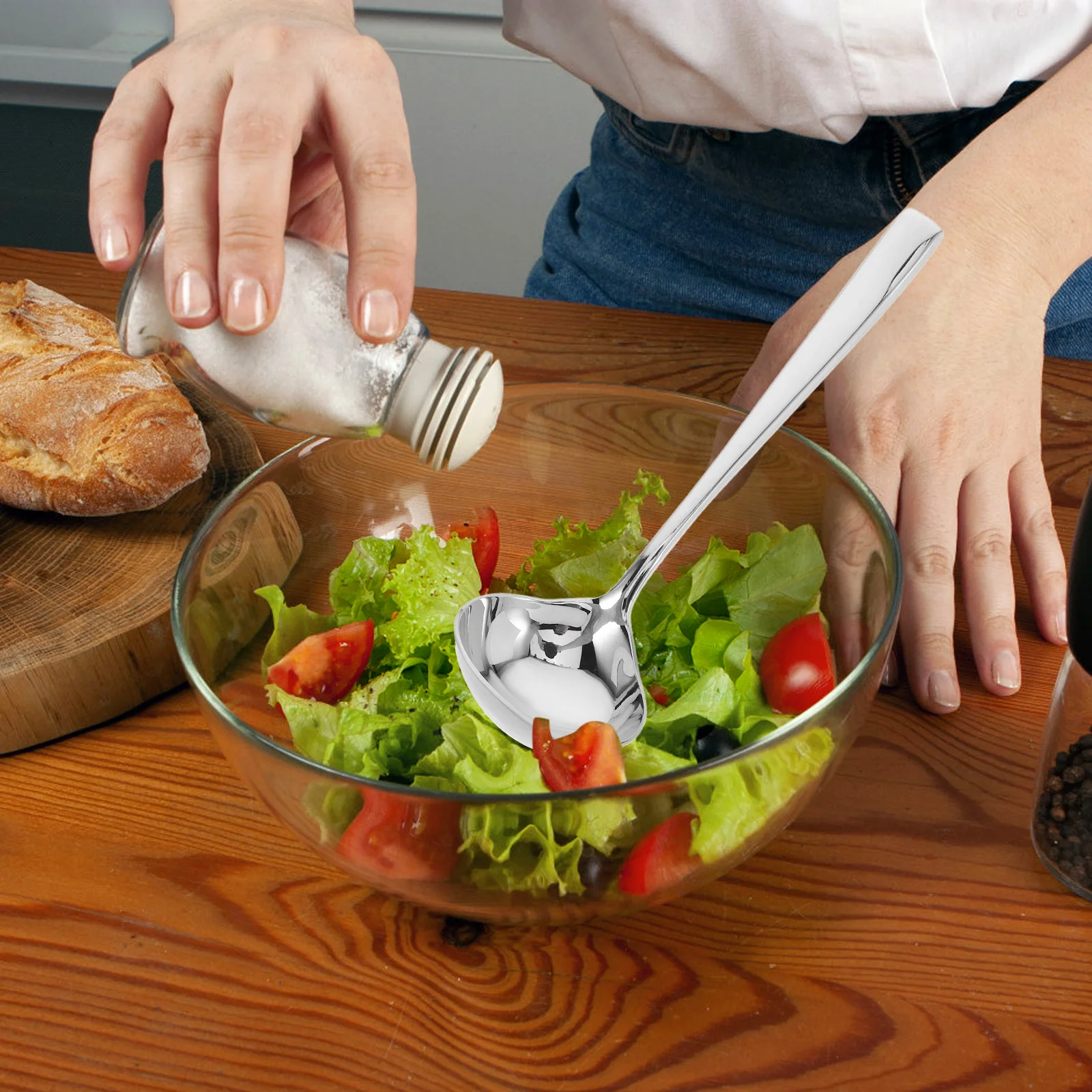 

2pcs Stainless Steel Sauce Ladle Spoon For Gravies Sauces Soup Kitchen Use Multifunctional Serving Tool Extended Reach Ergonomic